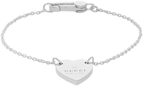 silver gucci braclet|gucci trademark heart silver bracelet.